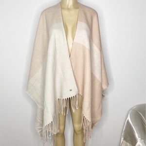 Extra Soft Fringe Blanket Scarf Neutral Beige